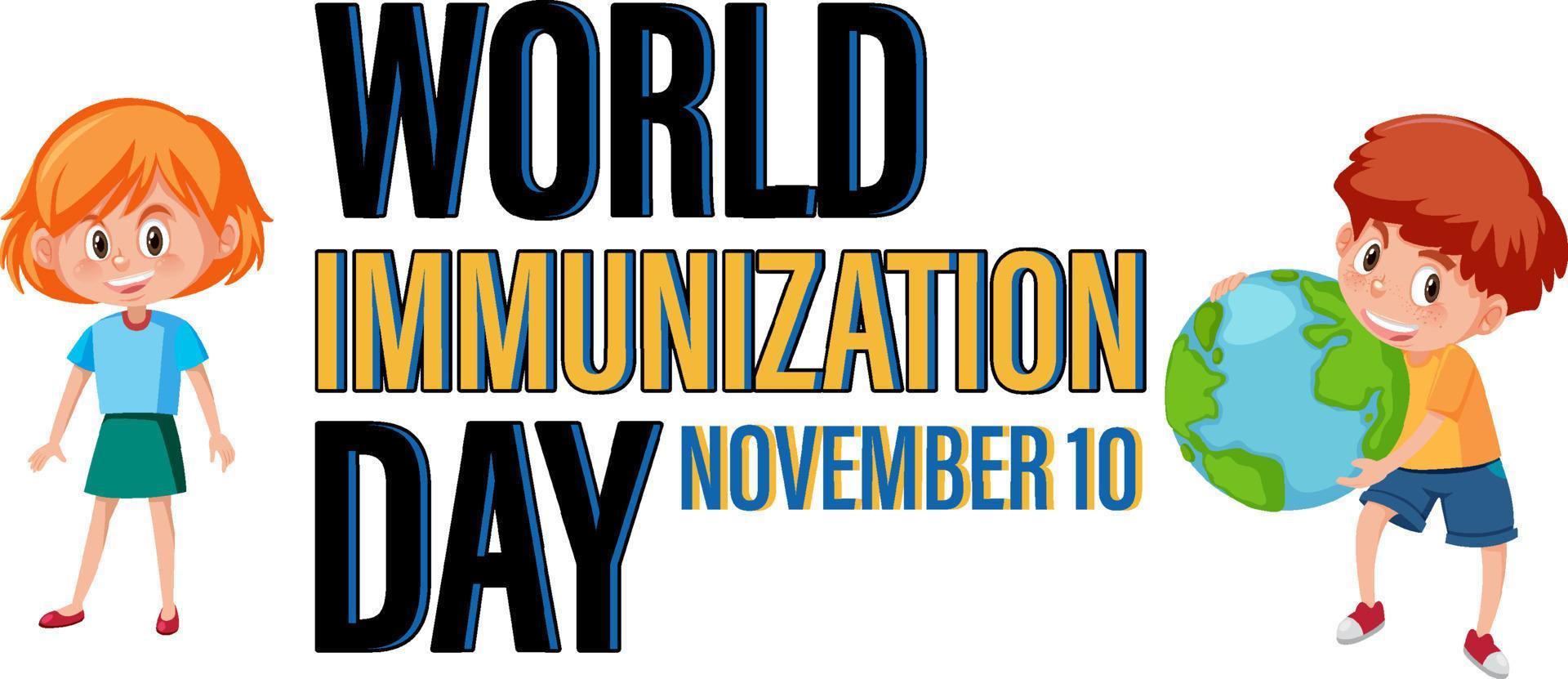 diseño de banner del día mundial de la inmunización vector