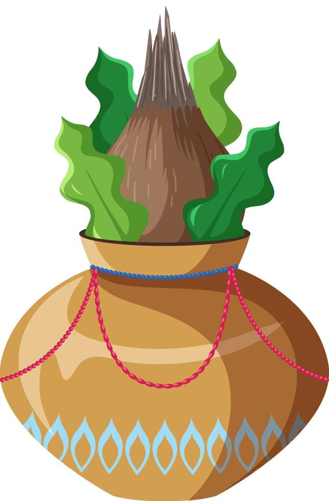 Coconut offering in claypot vector