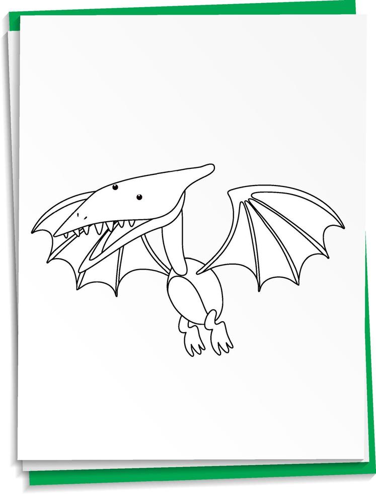 Hand drawn dinosaur on paper vector