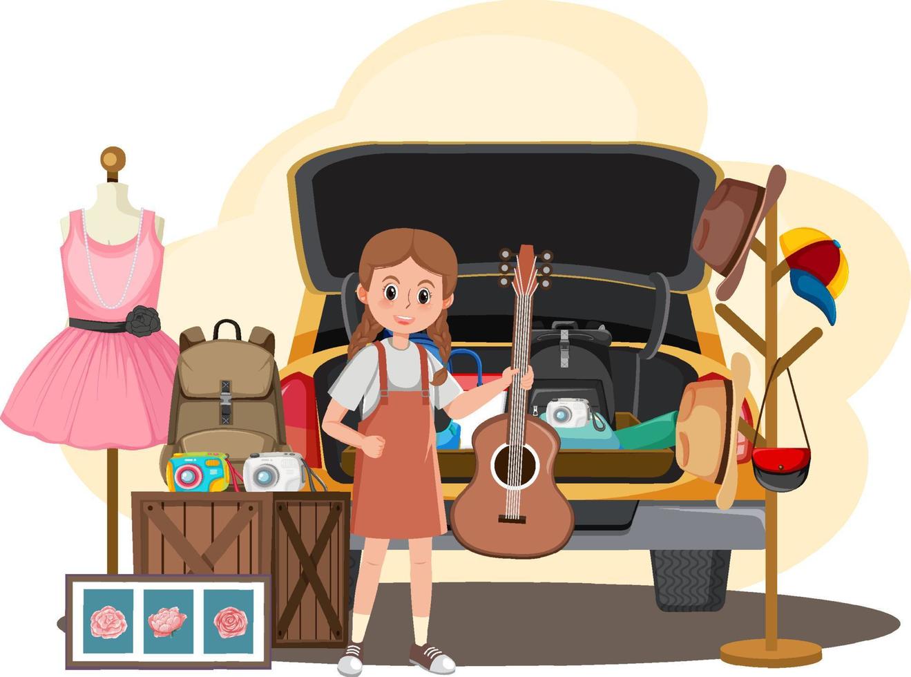 Flea market concept with car boot sale vector