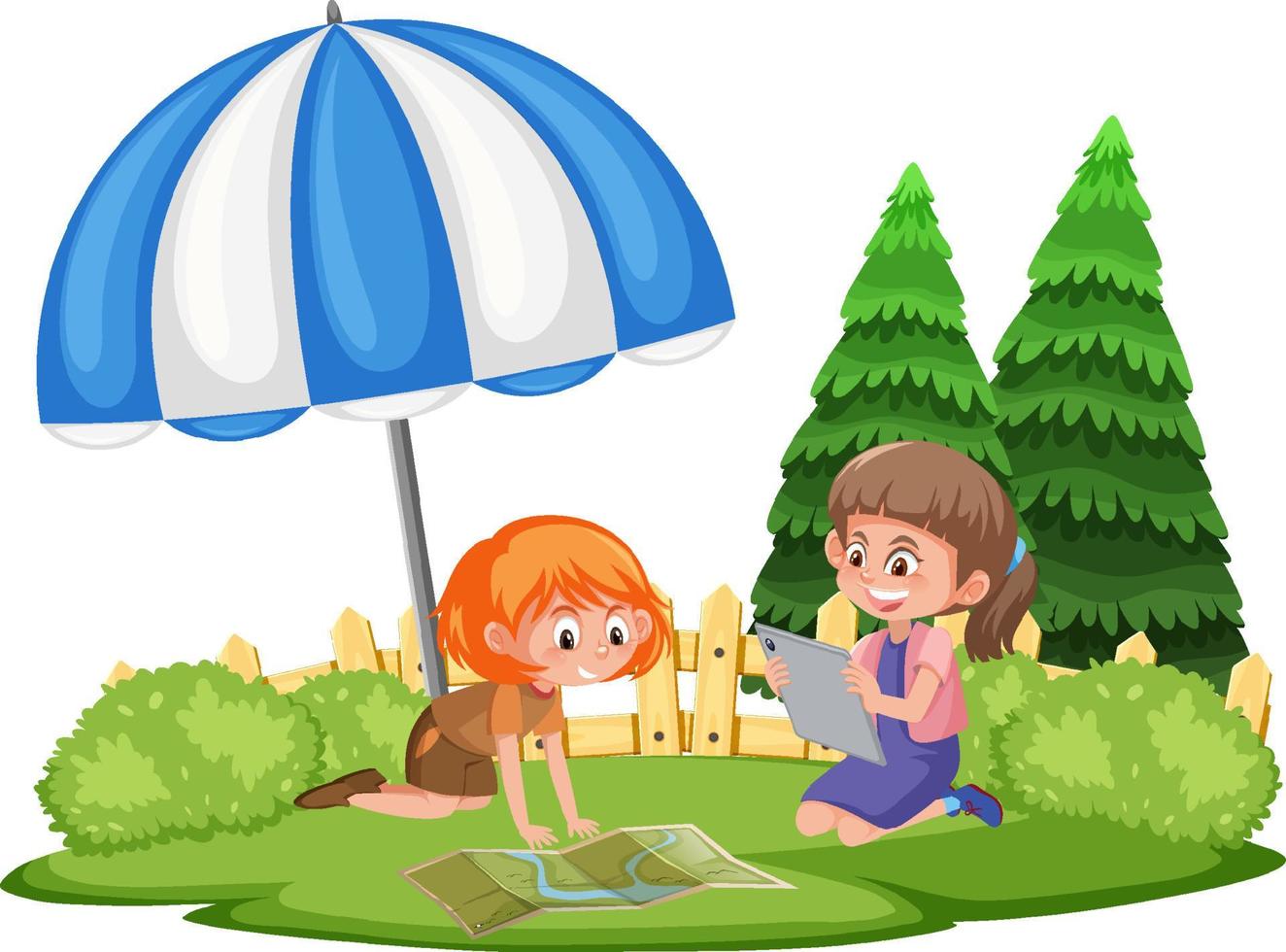 A children doing activities in the garden vector