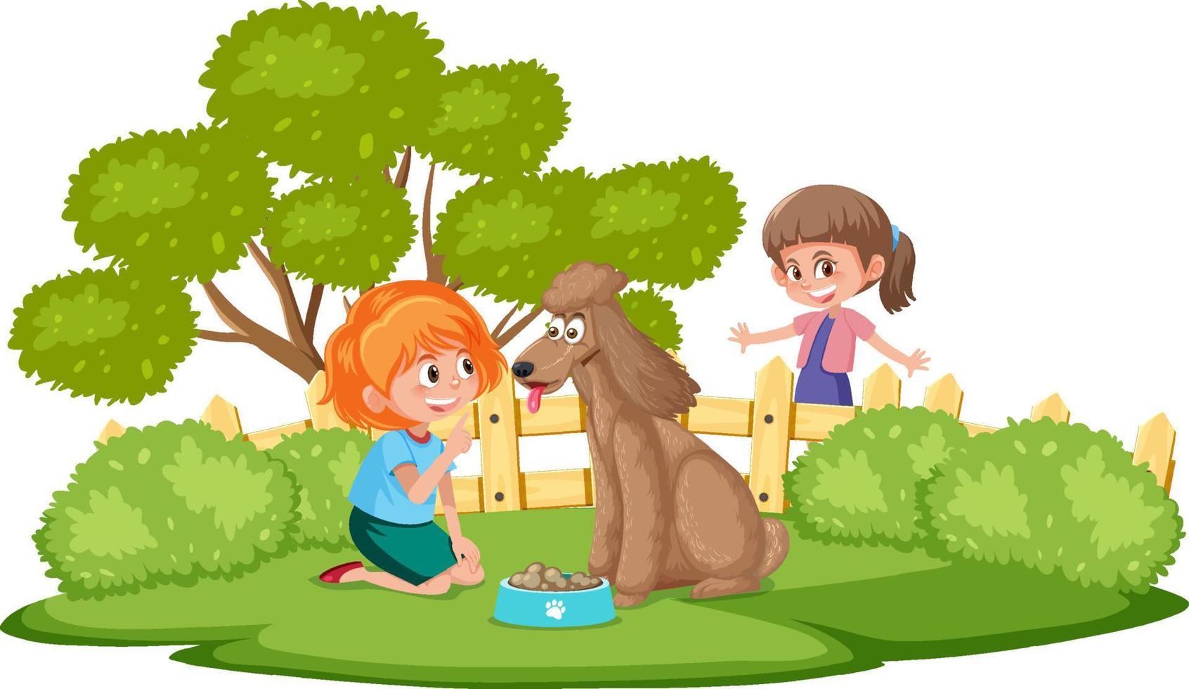 Children with thier pets isolated on white background vector