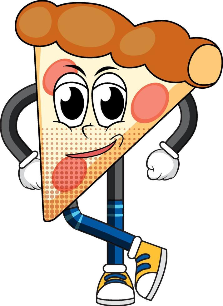 personaje de dibujos animados de pizza sobre fondo blanco vector