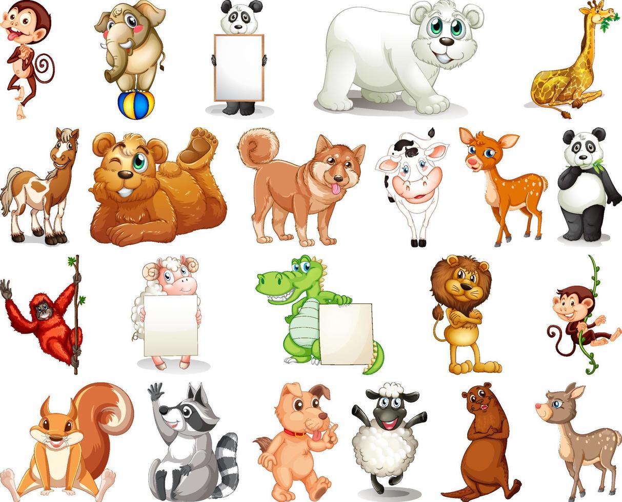 Set of animal cartoon character vector