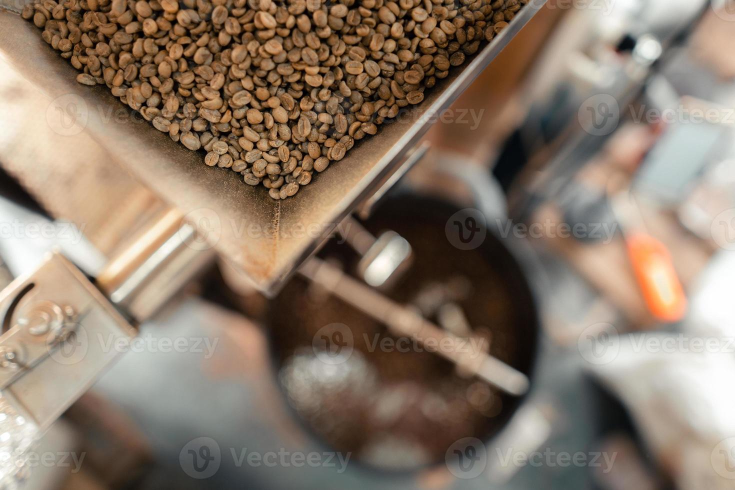 Roasted coffee beans in a cooling machine photo