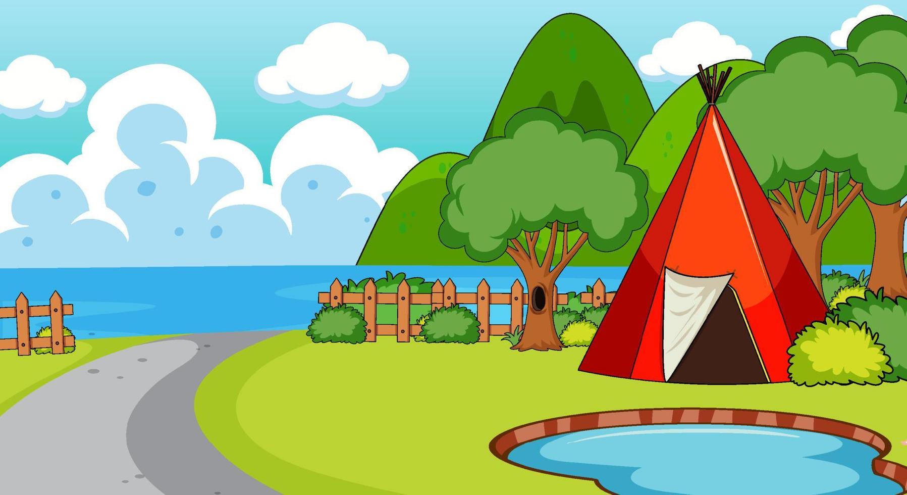 A simple camp in nature background vector