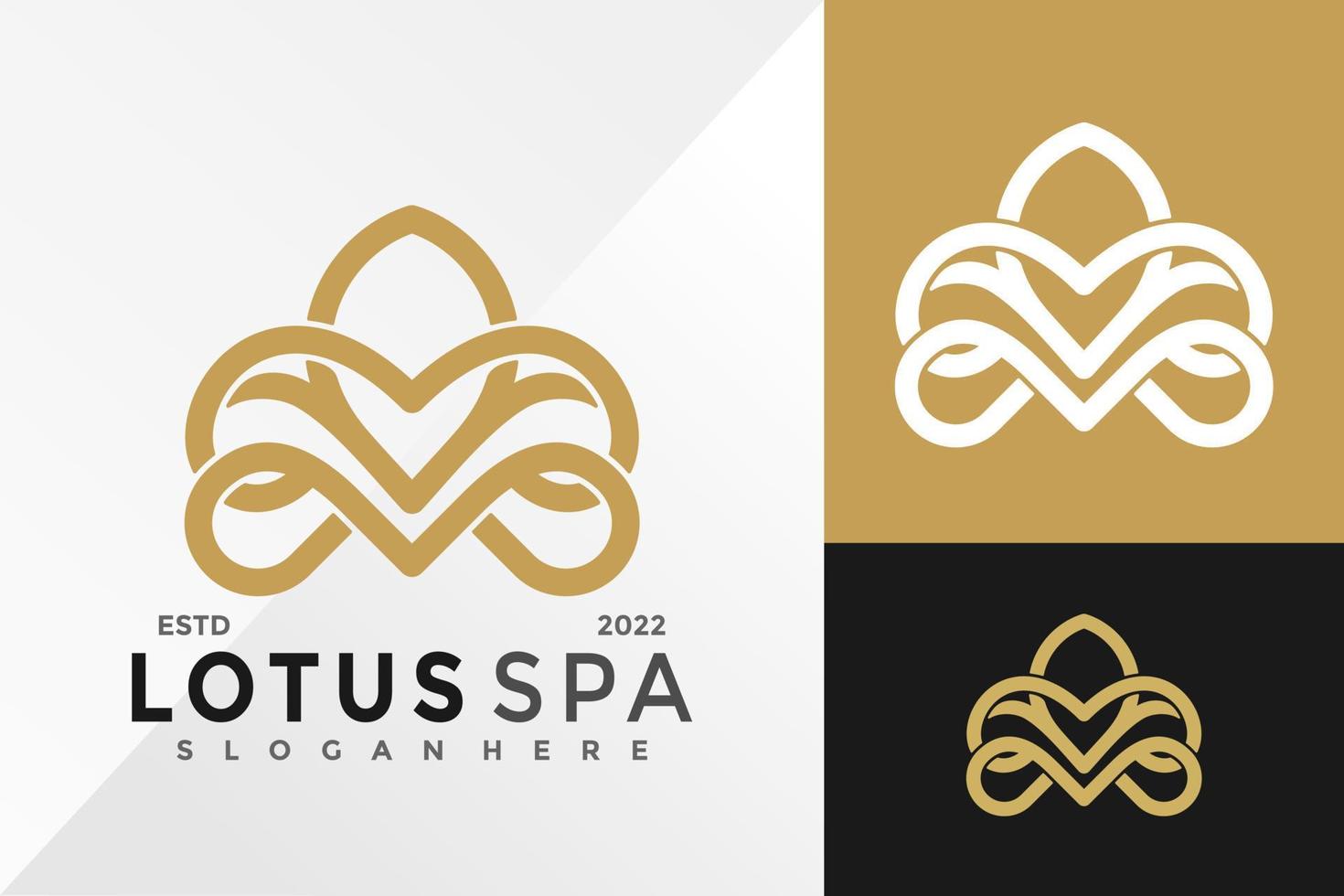Luxury Lotus Yoga Minimalist Logo Design Vector illustration template