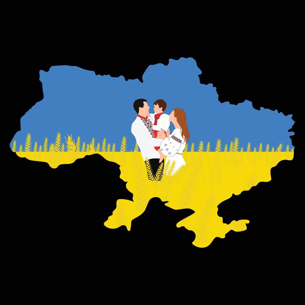 Ukraine map with family vector