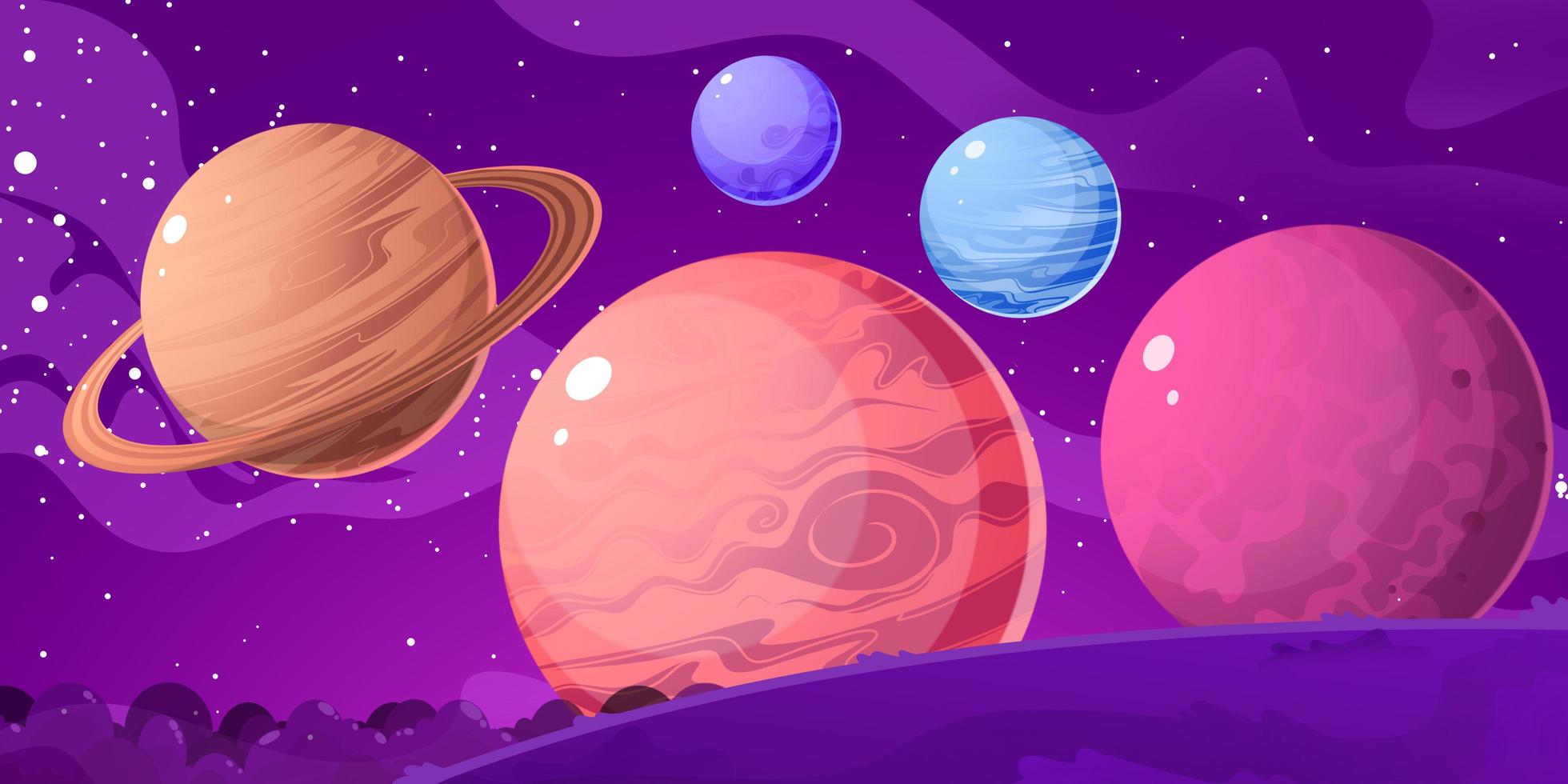 Illustration of the sky view if the planets in the solar system are close to each other photo