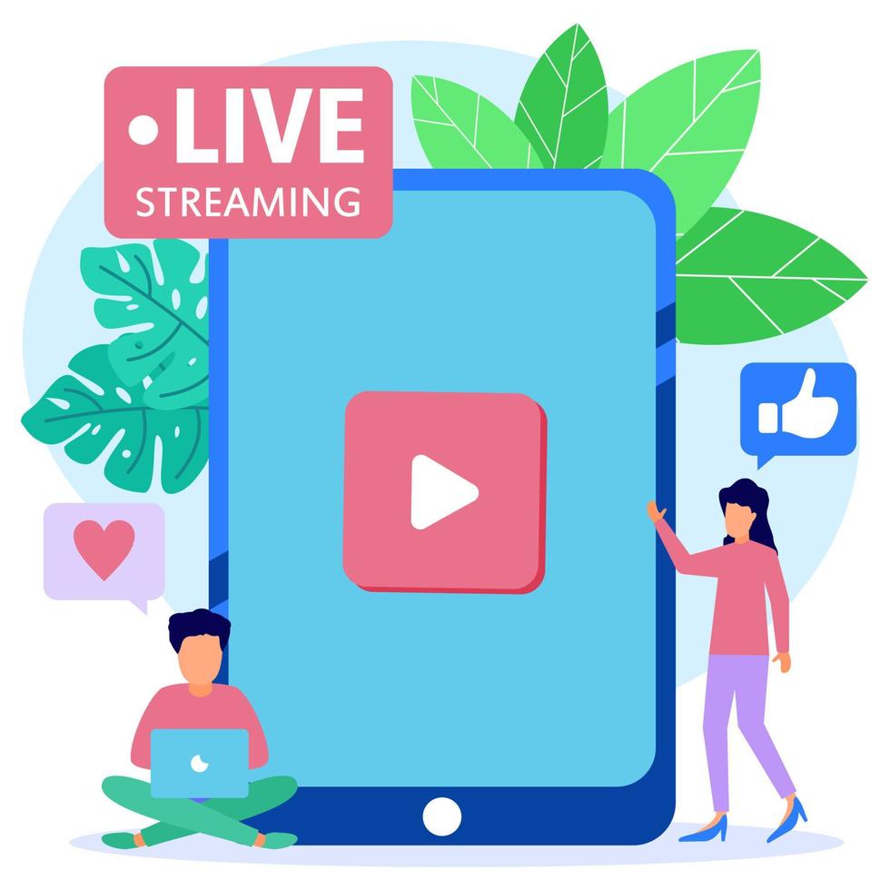 Illustration vector graphic cartoon character of live streaming