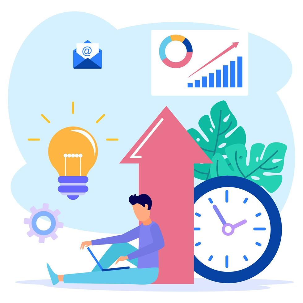 Illustration vector graphic cartoon character of increased productivity