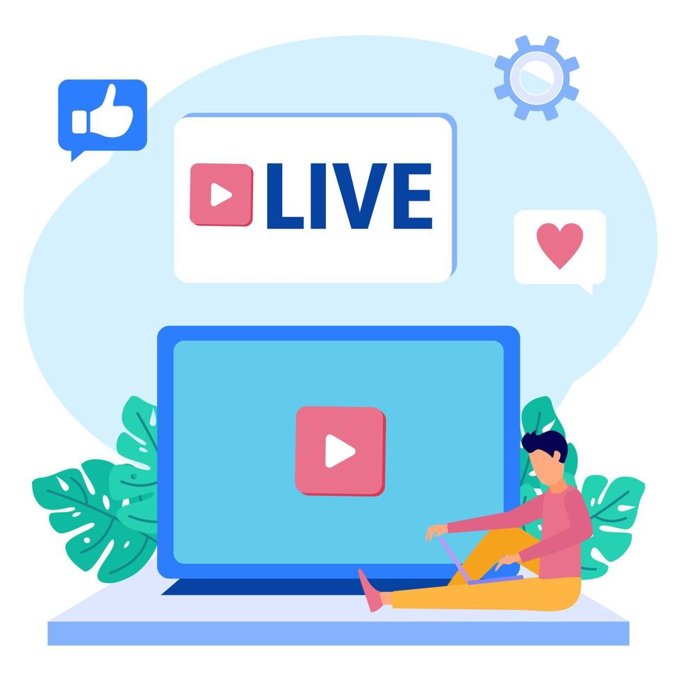 Illustration vector graphic cartoon character of live streaming social media