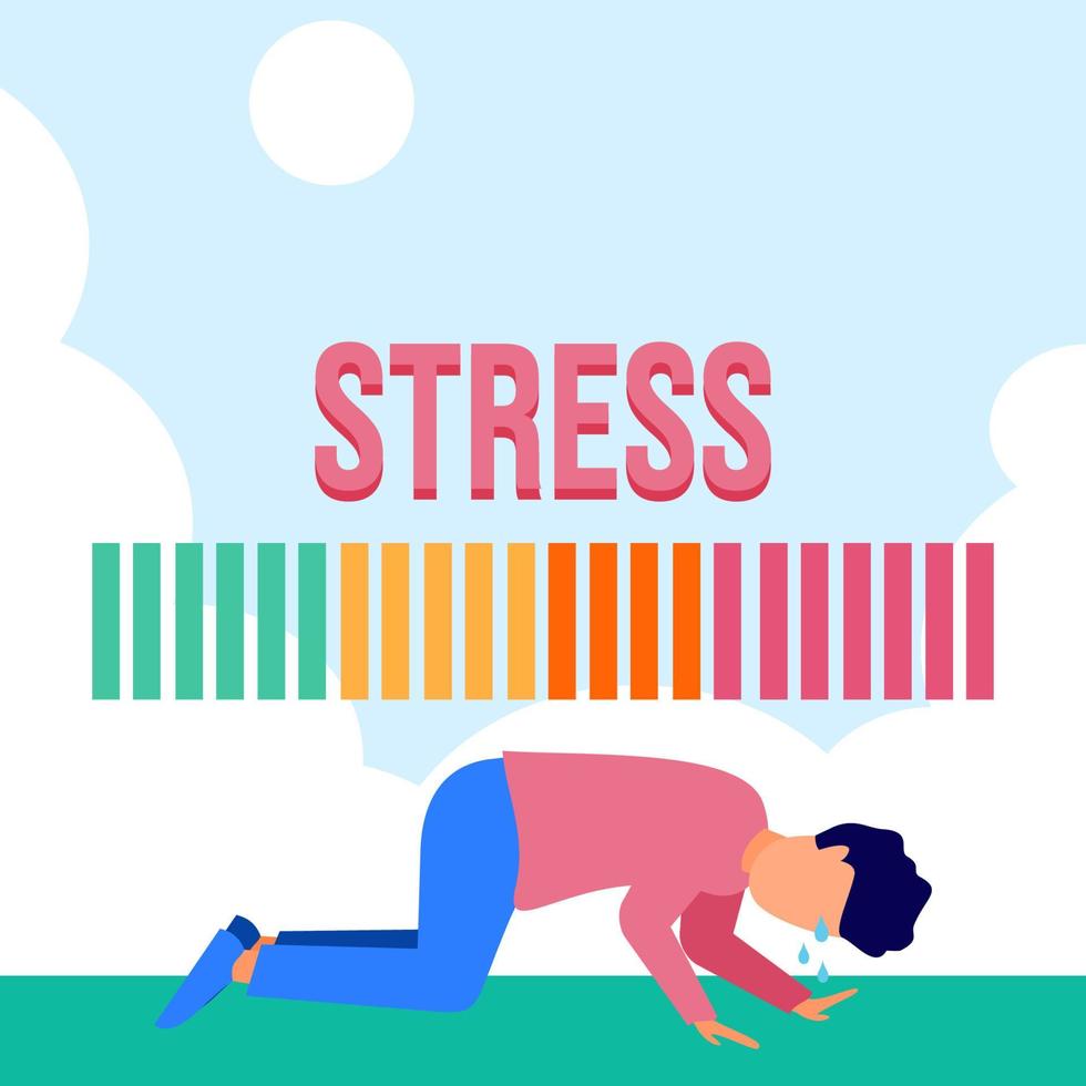 Illustration vector graphic cartoon character of stress