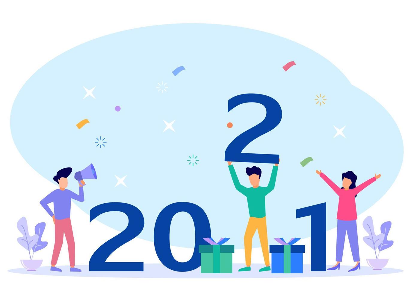 personaje de dibujos animados gráfico vectorial de ilustración de feliz año nuevo vector