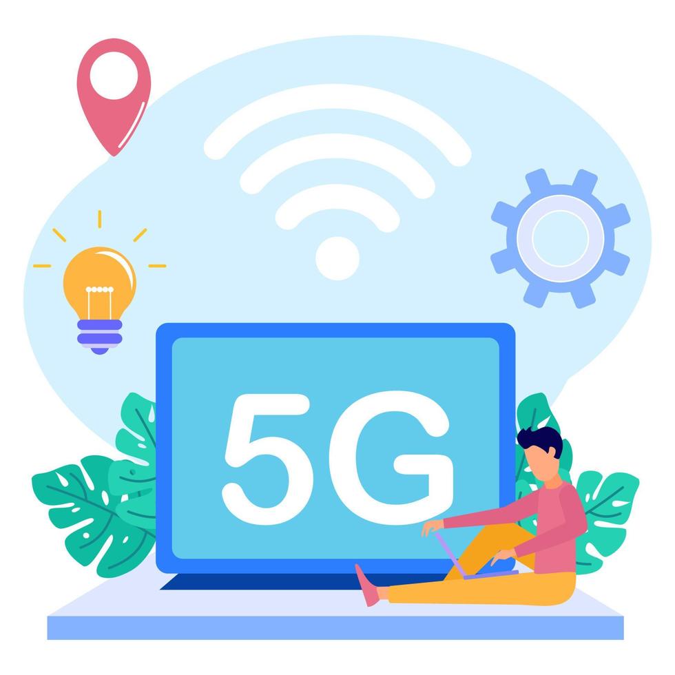 Illustration vector graphic cartoon character of 5G network