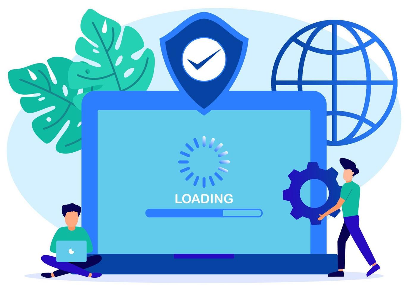 Illustration vector graphic cartoon character of system update