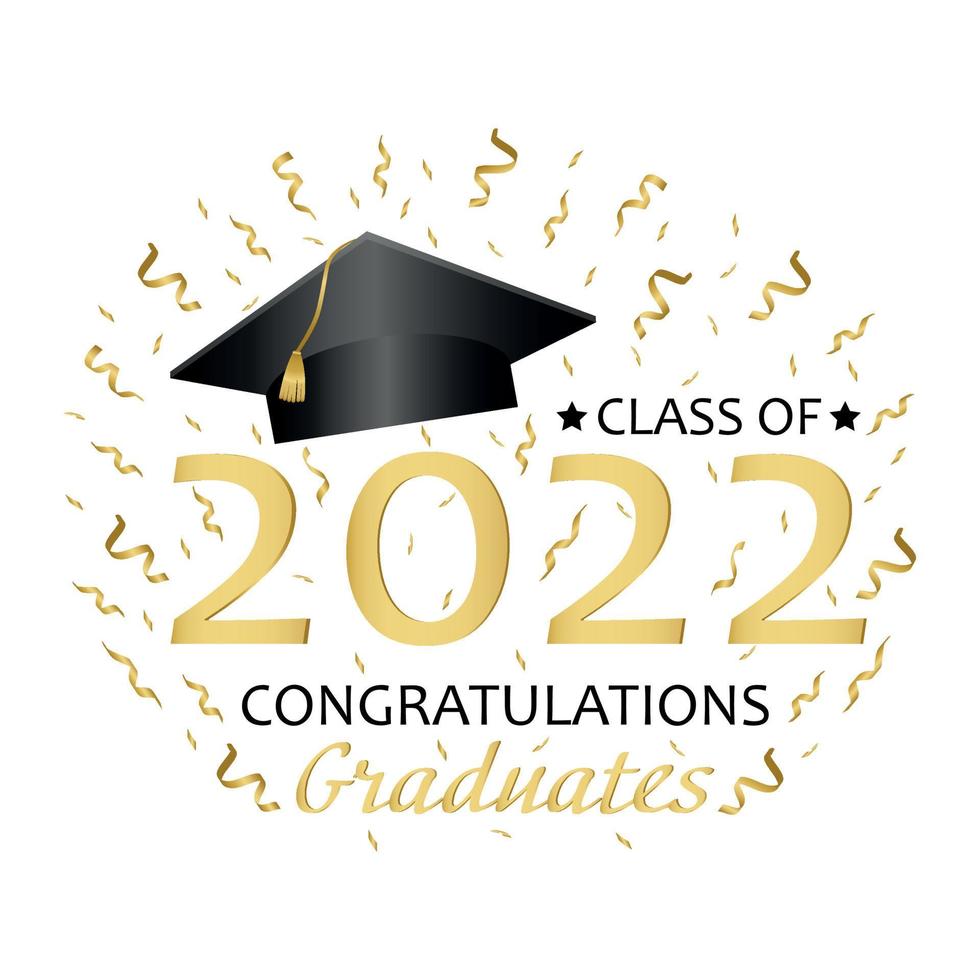 Lettering Class of 2022 for greeting and invitation card isolated on white. Text for graduation design, congratulation graduates, t-shirt, party, high school or college, academy. Vector illustration.