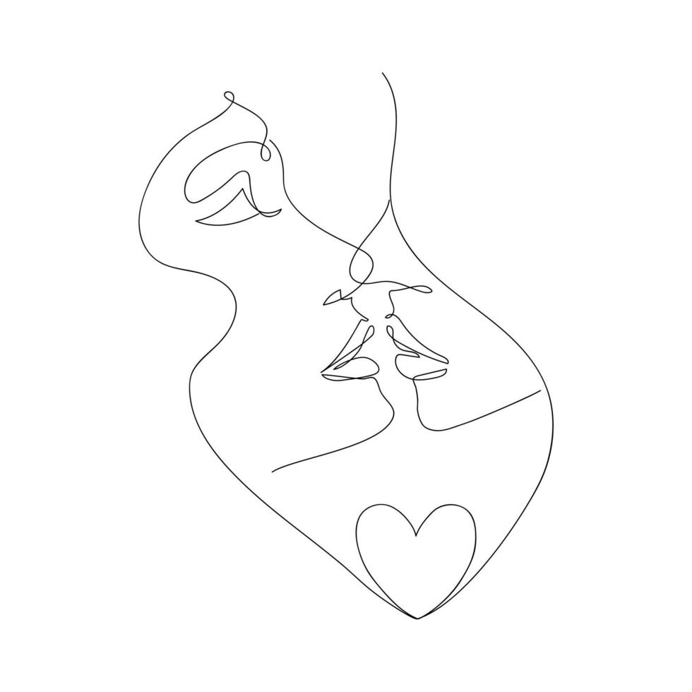 Two kissing women drawn by one line. Romantic sketch. Continuous line drawing kissing lesbians. Minimalist art. Vector illustration.