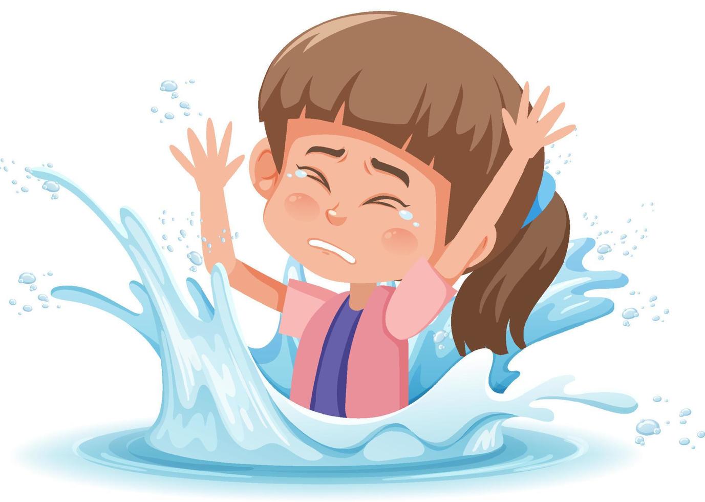 A water splash with a kid drowning on white background 6585008 Vector