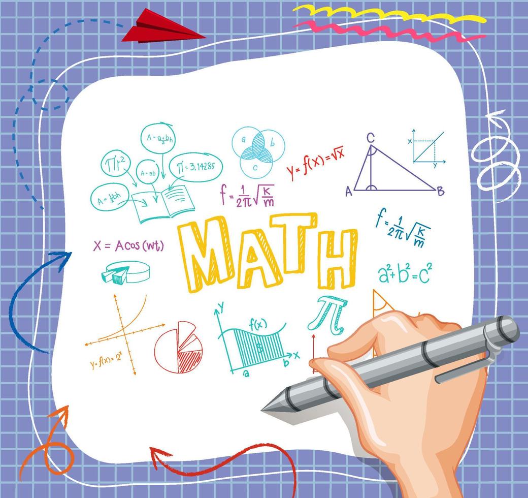 Hand writing math formula on paper note vector