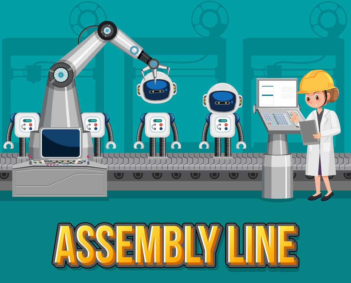 Production process concept with assembly line banner design vector