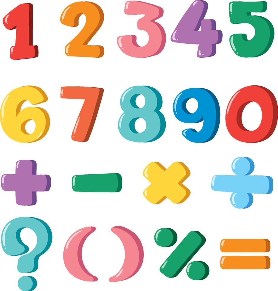 A set of number and math icon vector