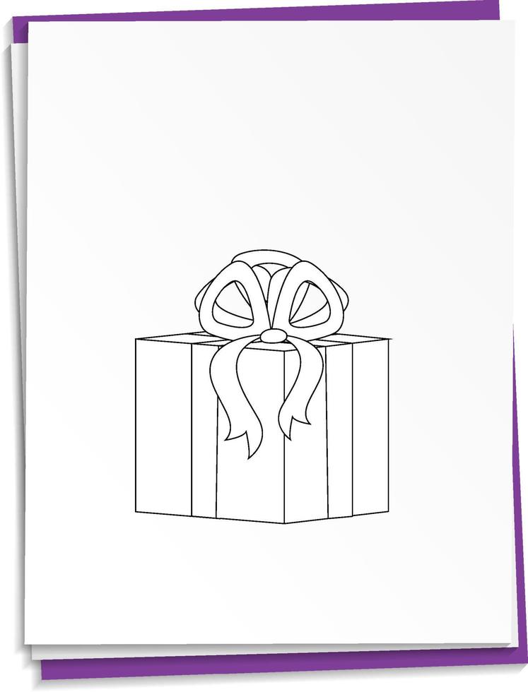 Hand drawn present on paper vector