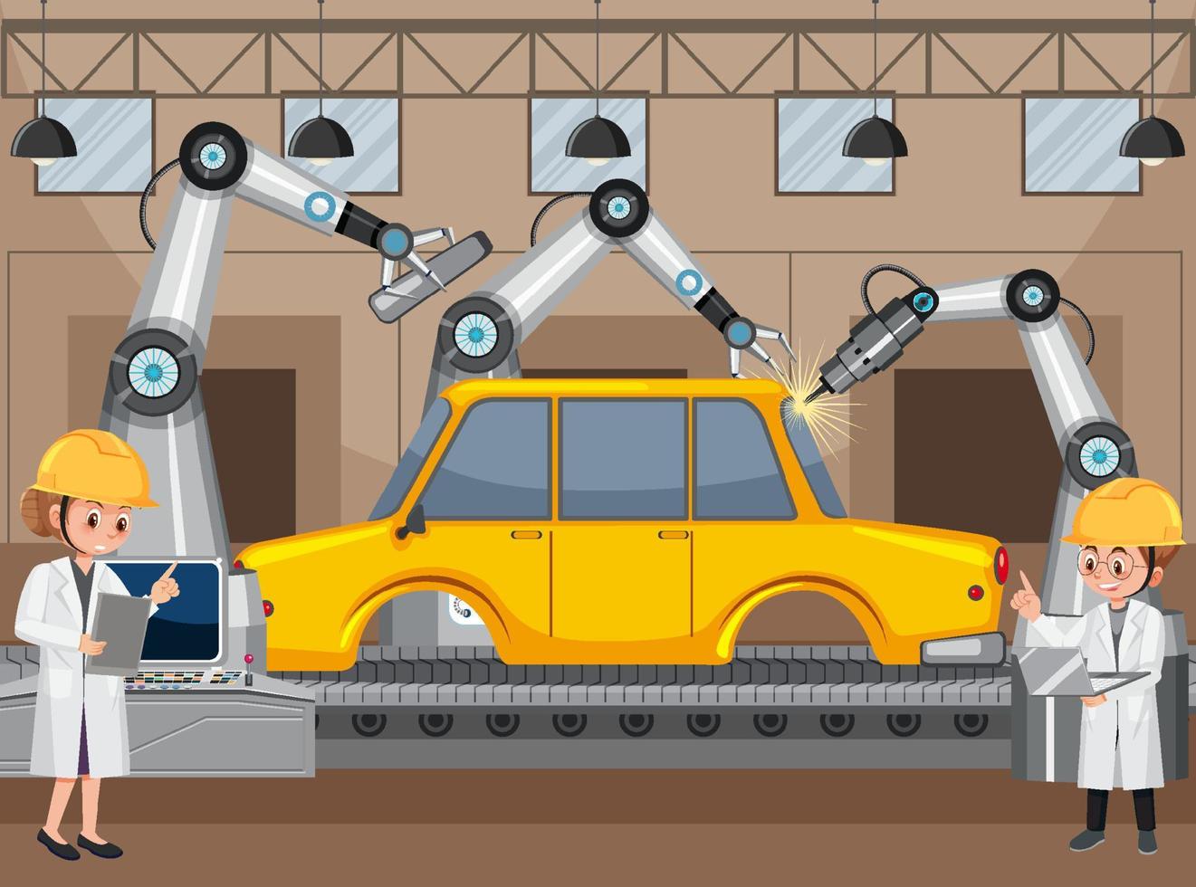 concepto de automatización de fabricación de automóviles vector