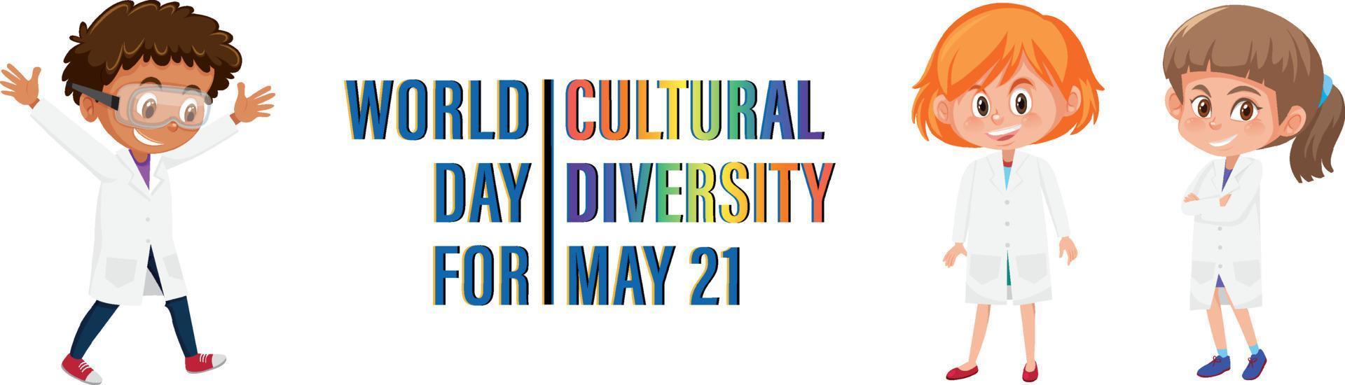 Poster design for world day cultural diversity with kids vector