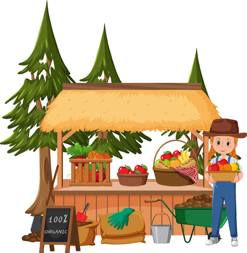 Flea market concept with fruit store vector