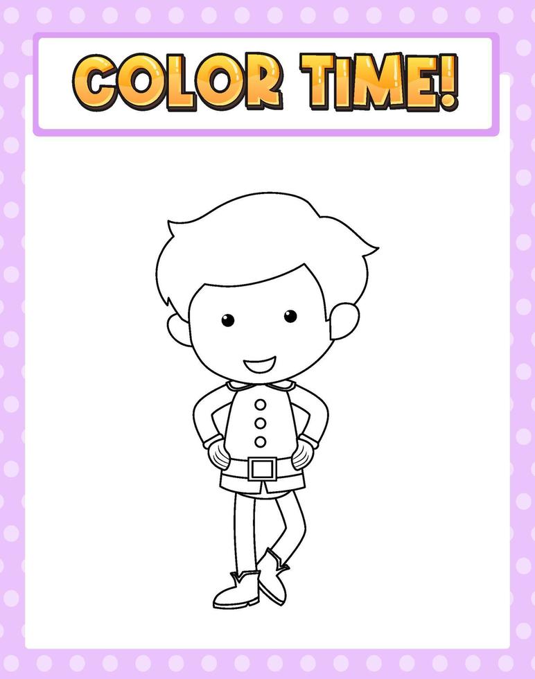 Worksheets template with color time text and prince outline vector