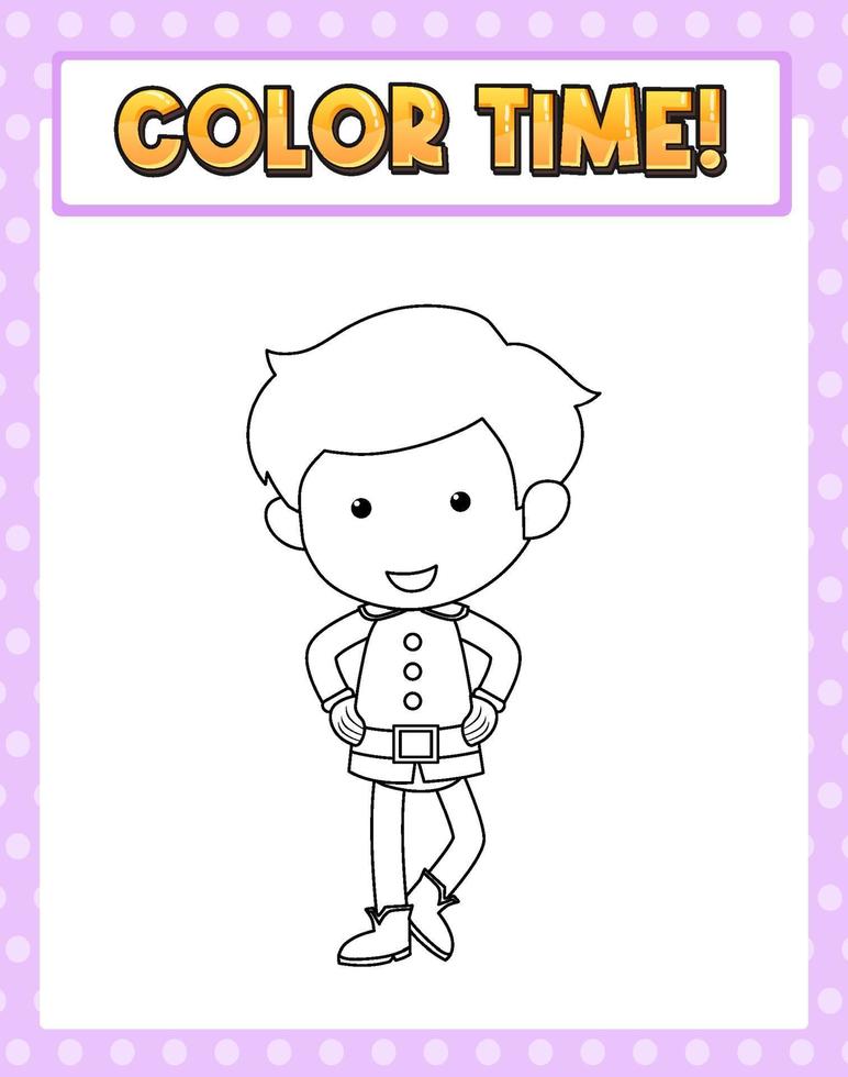 Worksheets template with color time text and prince outline vector