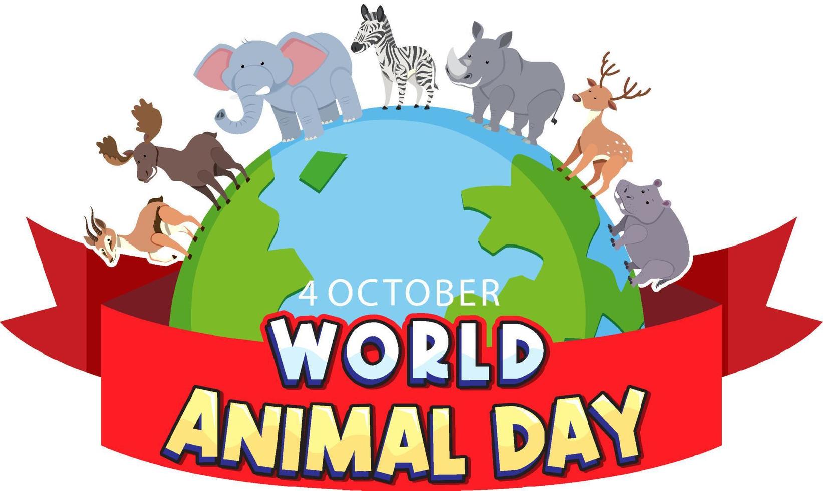 logotipo del día mundial de los animales con animales africanos vector