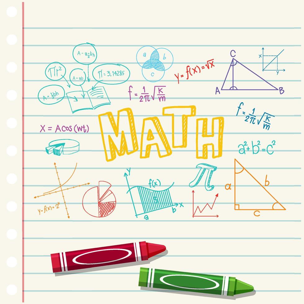 Doodle math formula with Mathematics font on notebook page vector
