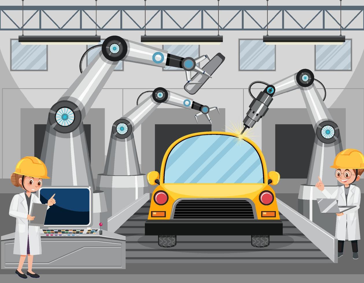 Car manufacturing automation concept vector