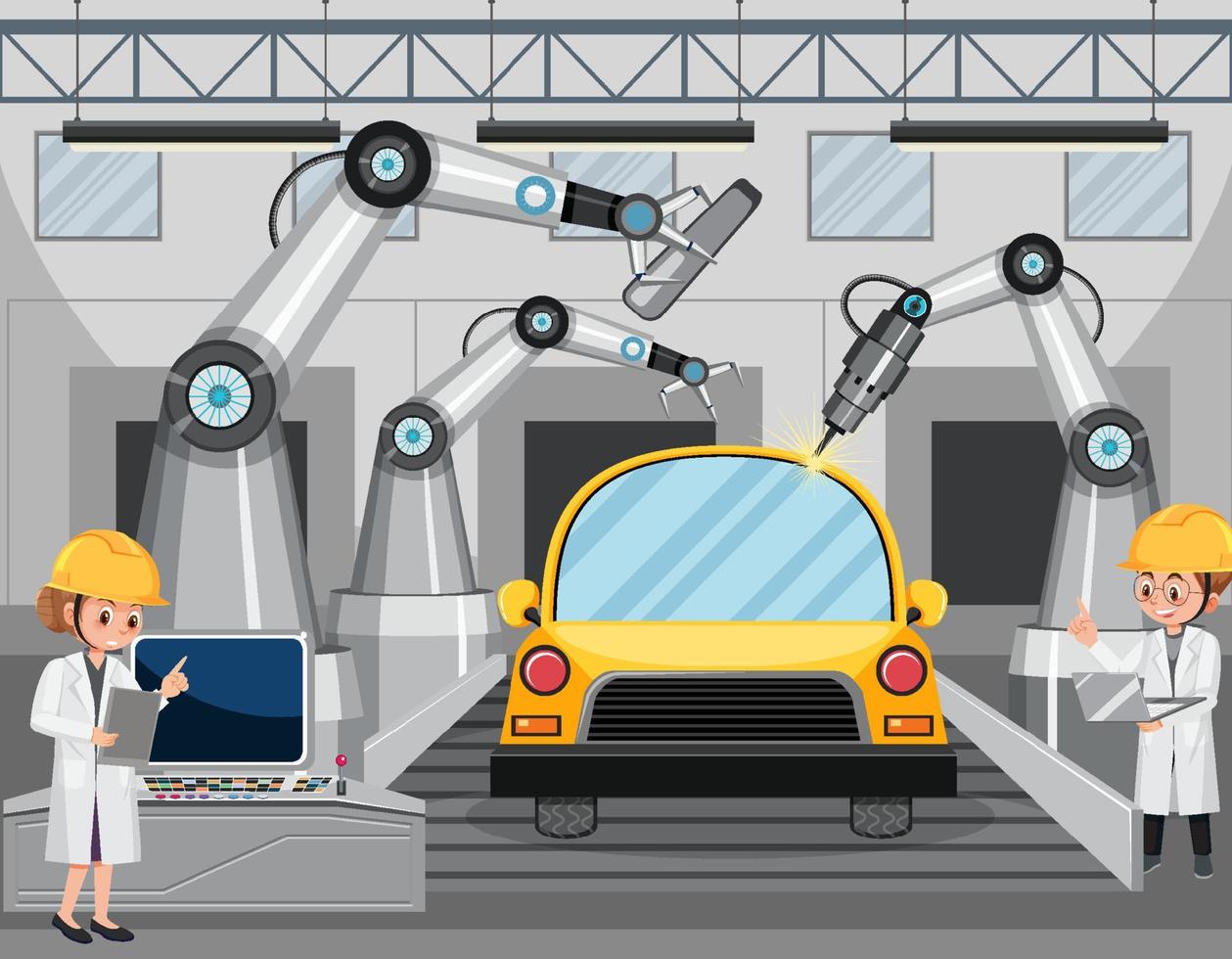 concepto de automatización de fabricación de automóviles vector