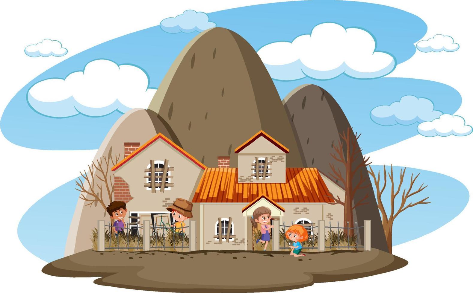 Isolated scene with abandoned house vector