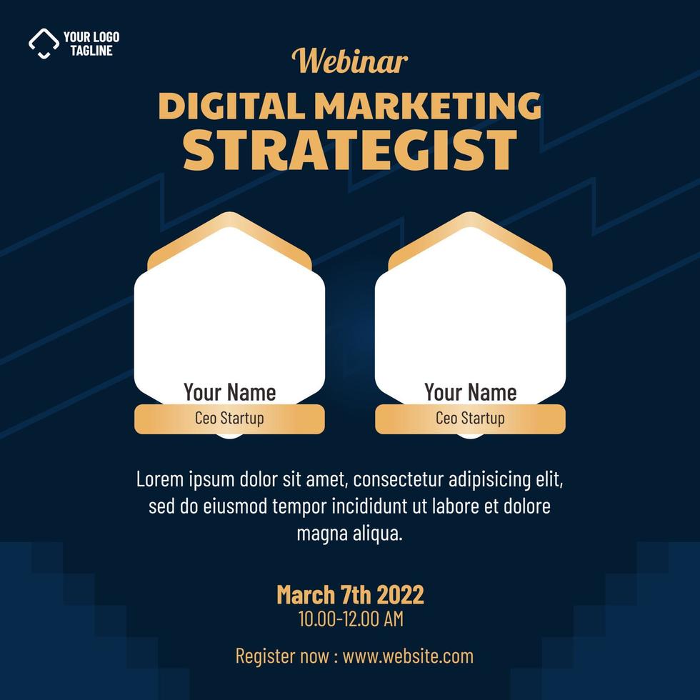 Webinar digital marketing strategist feed and social media post template design vector