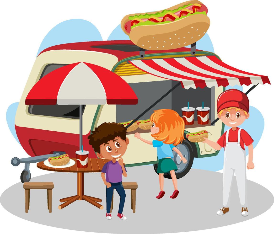 Flea market concept with food truck vector