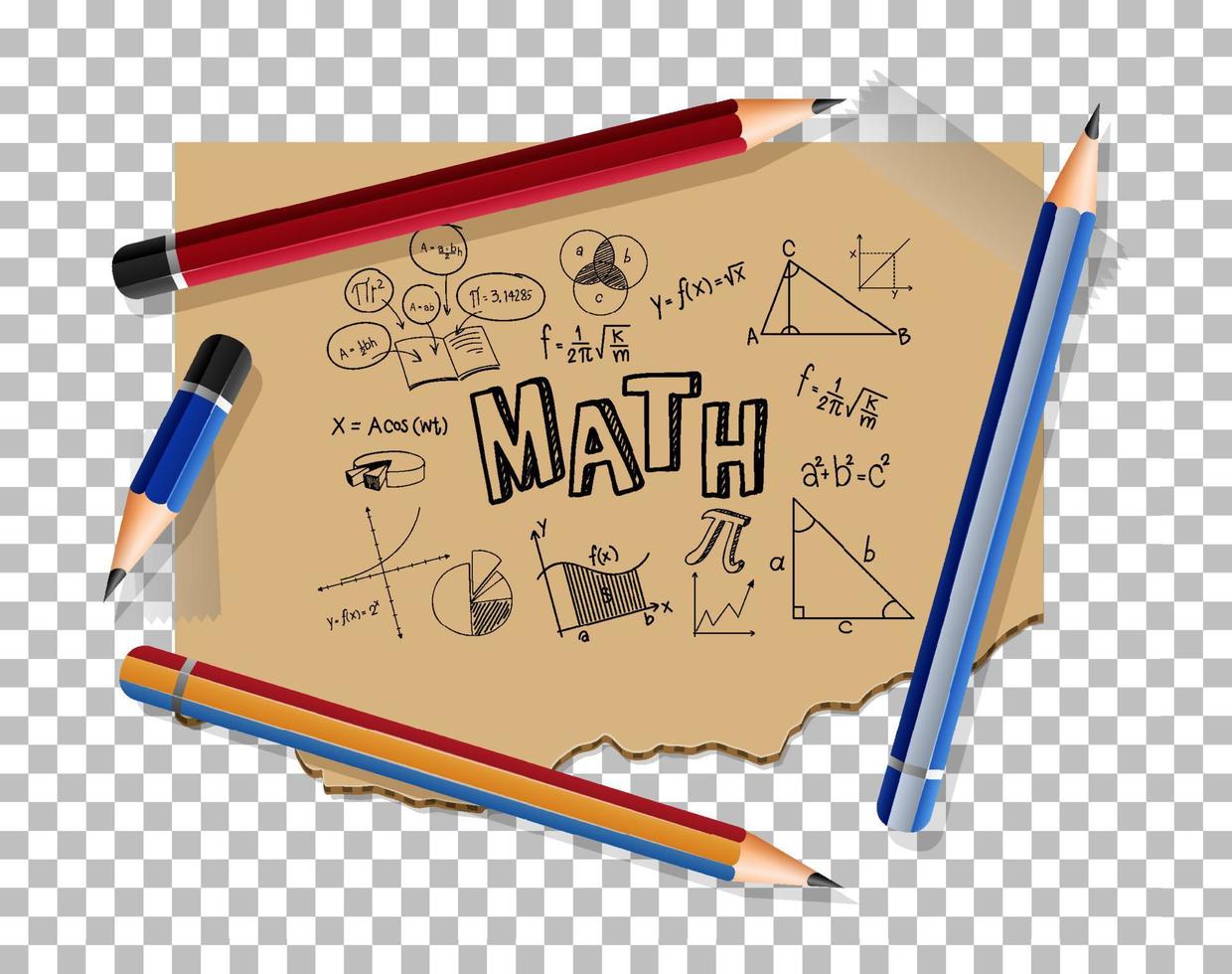 Doodle math formula with Mathematics font on notebook page vector