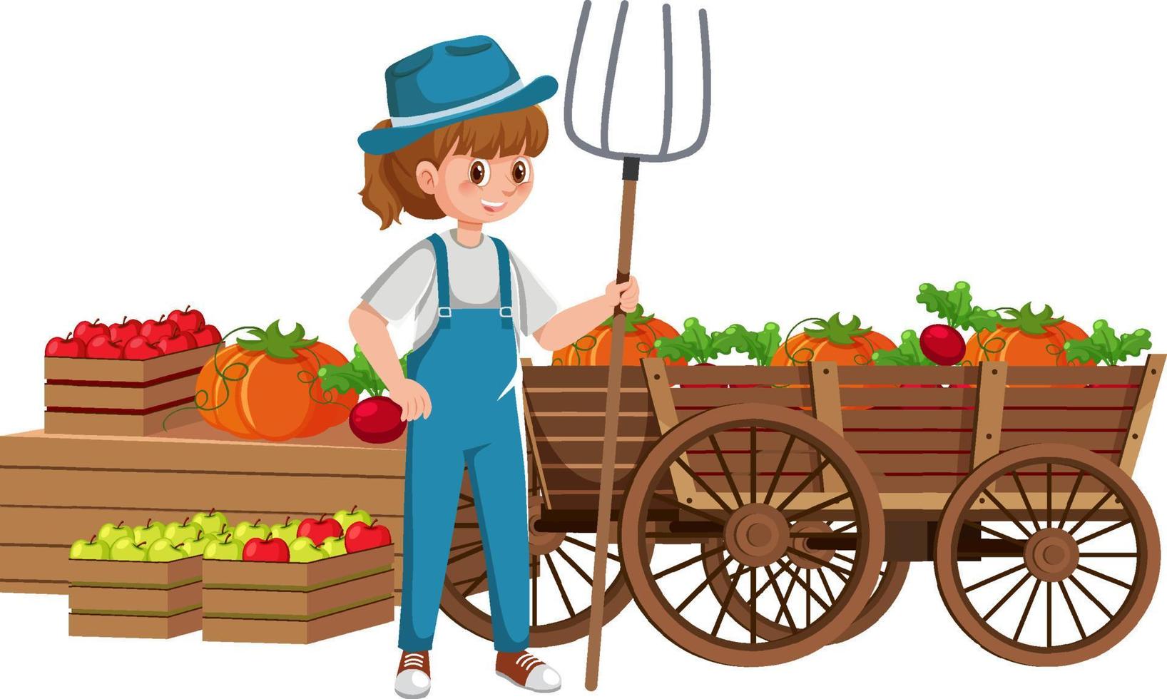 A farmer cartoon character on white background vector