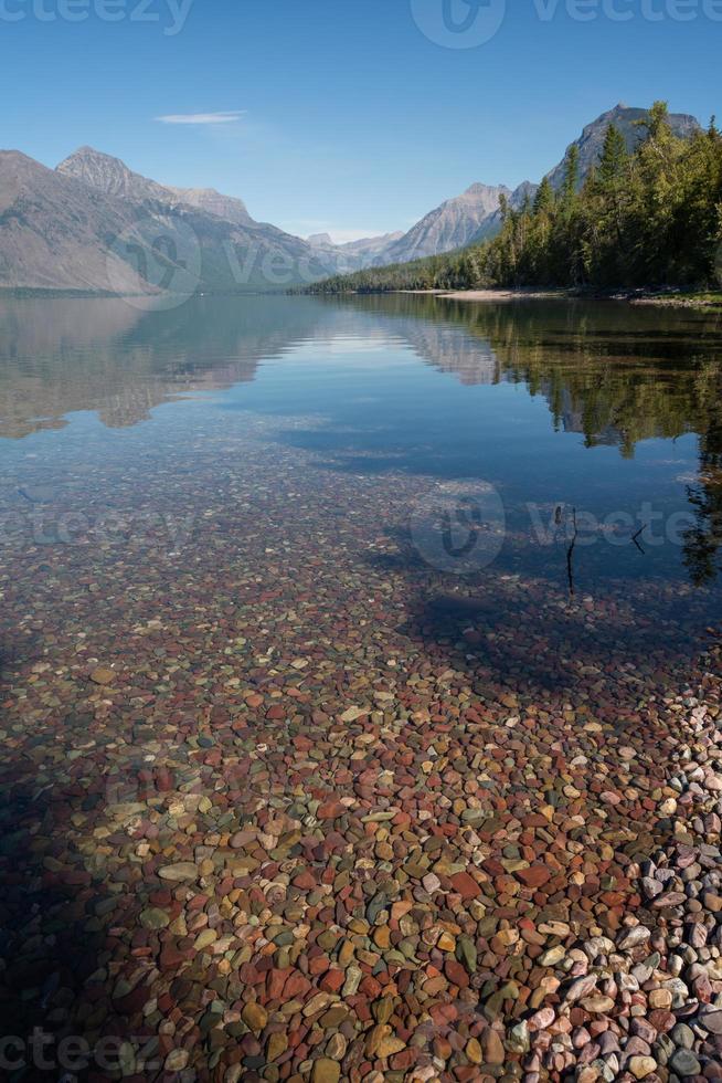 Colourful stones in Lake McDonald near Apgar in Montana photo