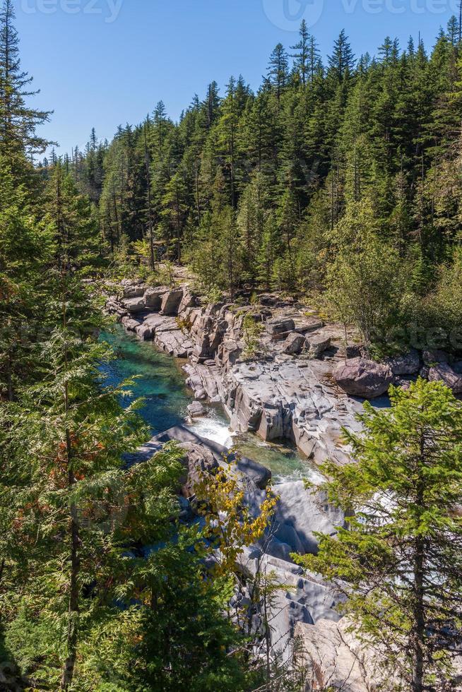 View of McDonald Creek in Glacier National Park Montana USA photo