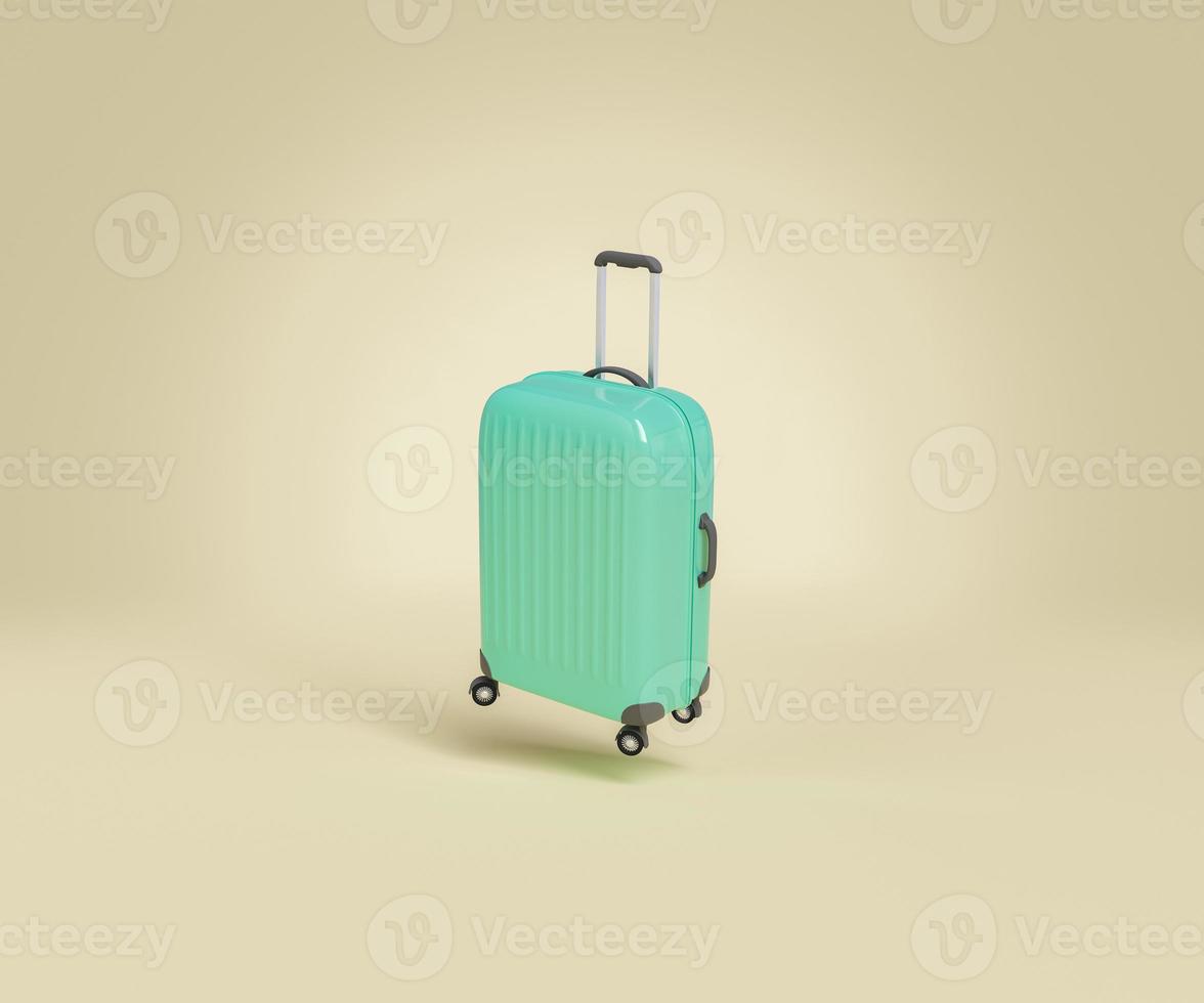 isolated travel suitcase suspended on studio background photo