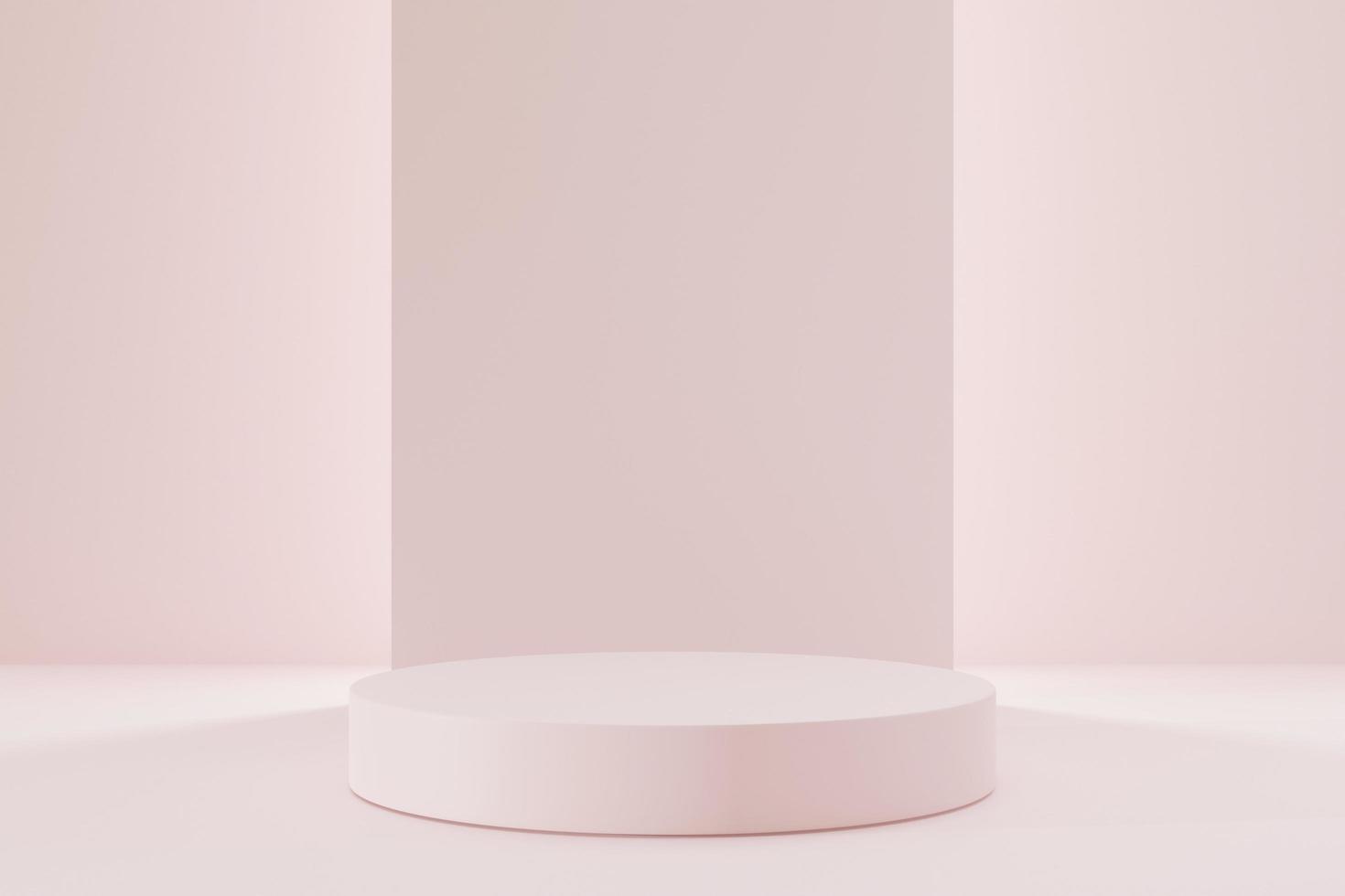 3d rendering. Empty Podium minimal abstract scene geometric shape on pink background. 3D Podium mockup or platform for cosmetic product presentation. photo