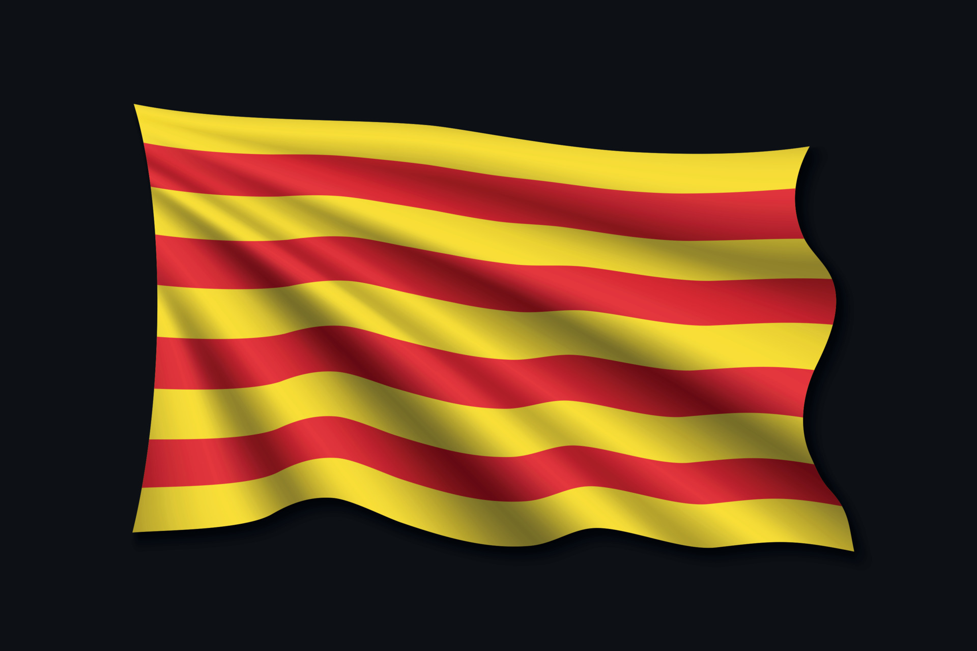 bandera ondeante de cataluña sobre fondo blanco 6587693 Vector en Vecteezy