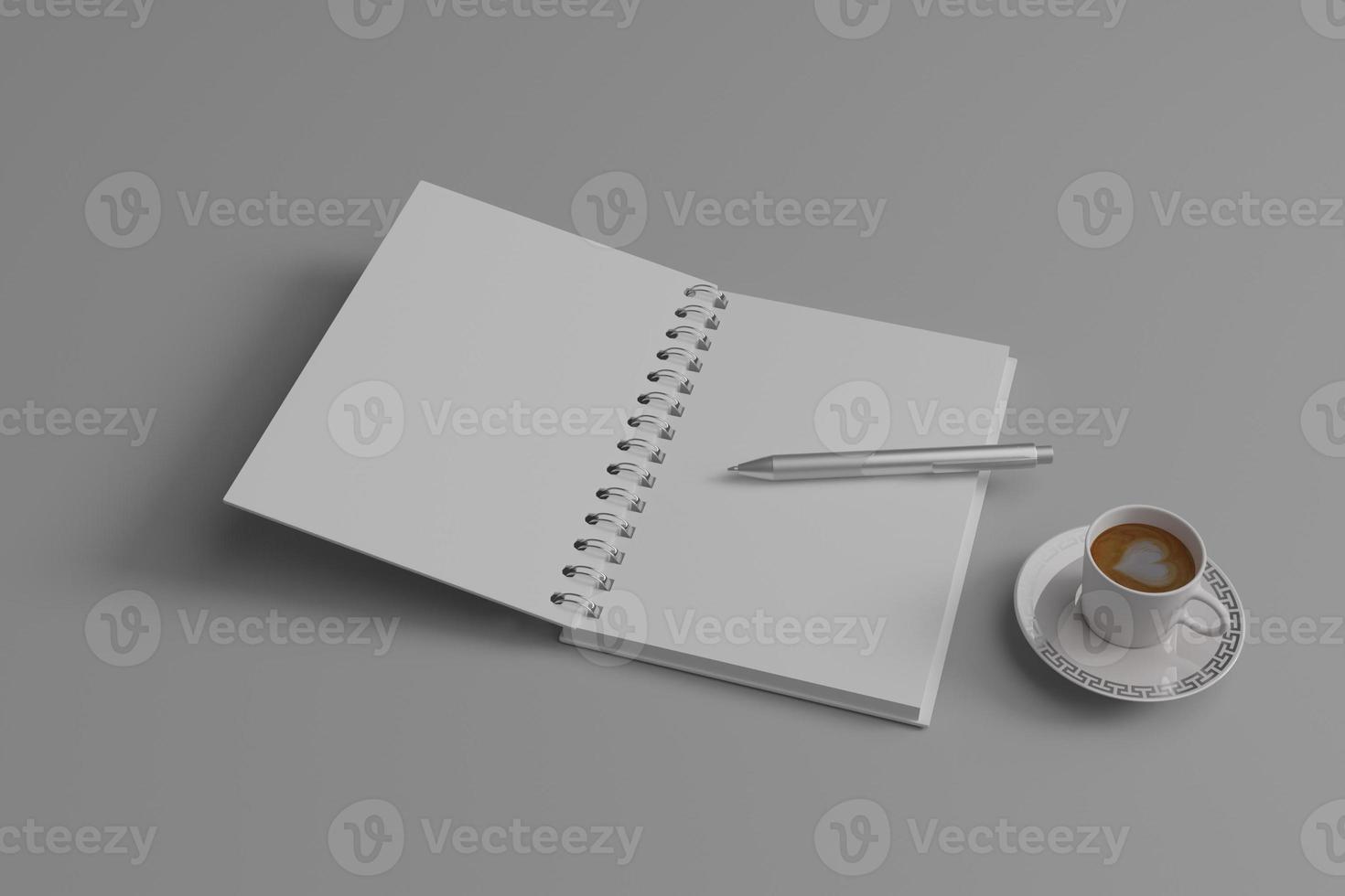Blank notebook with coffee photo