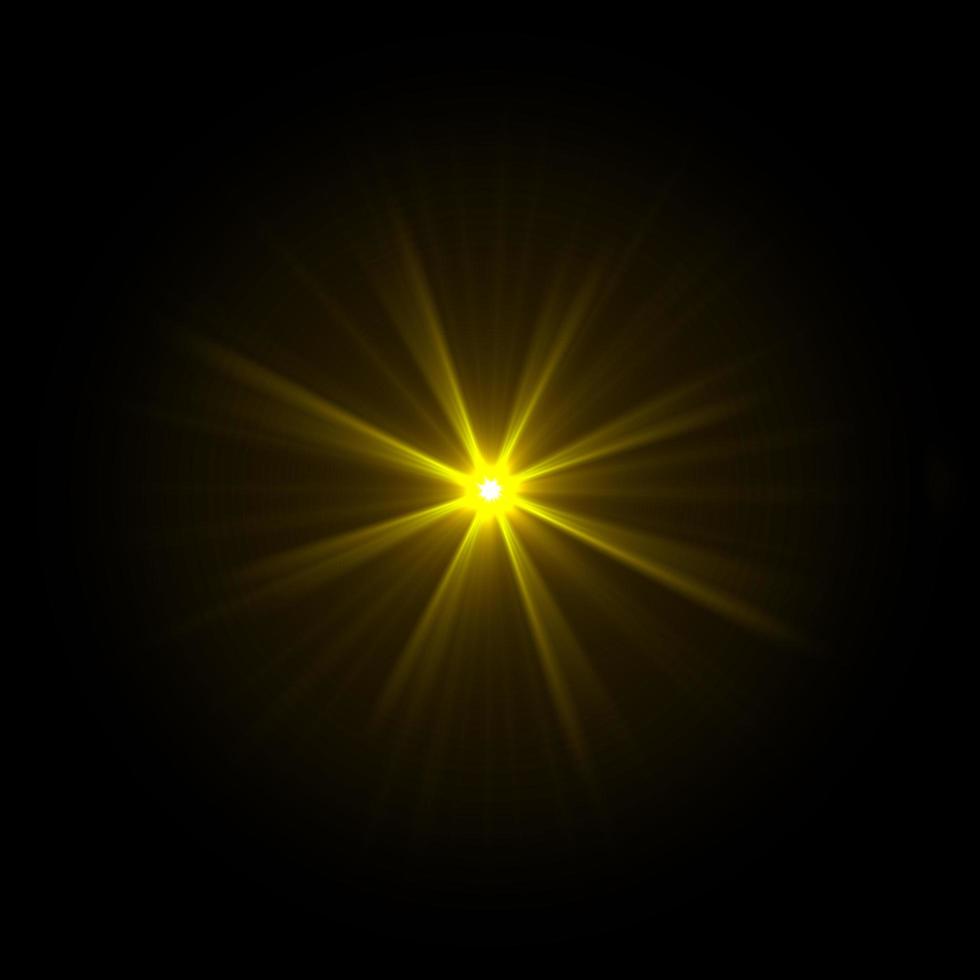 Lens flare star gold light special effect black background photo