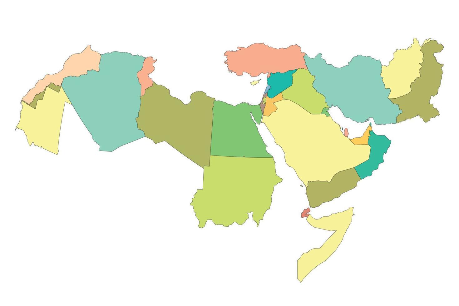 mapa de oriente medio vector