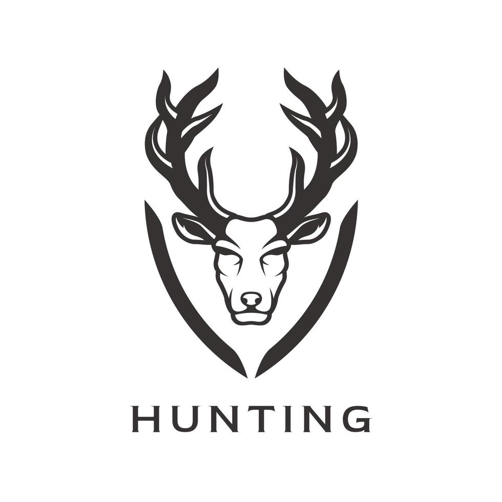 deer buck stag reindeer head face illustration logo design vector